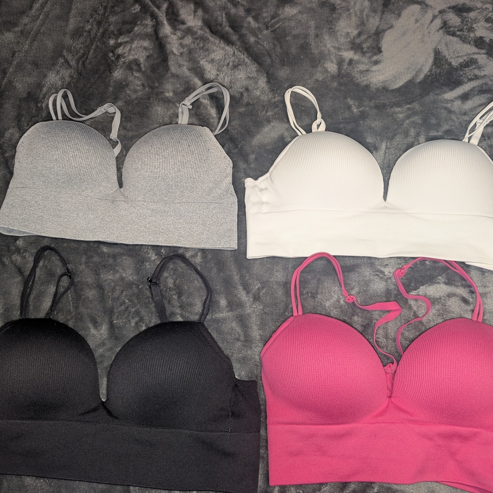 No Boundaries Women's Bra Set - Black, White, Gray, Pink
